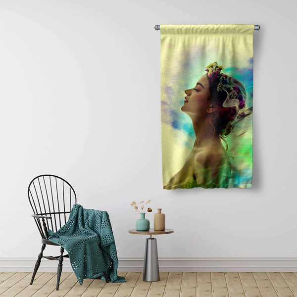 wall-banner-decor-5759-01 Doğal Güzellik Temalı Kadın Portre Tasarımlı Kuaför Duvar Flaması Kumaş Baskı 5759