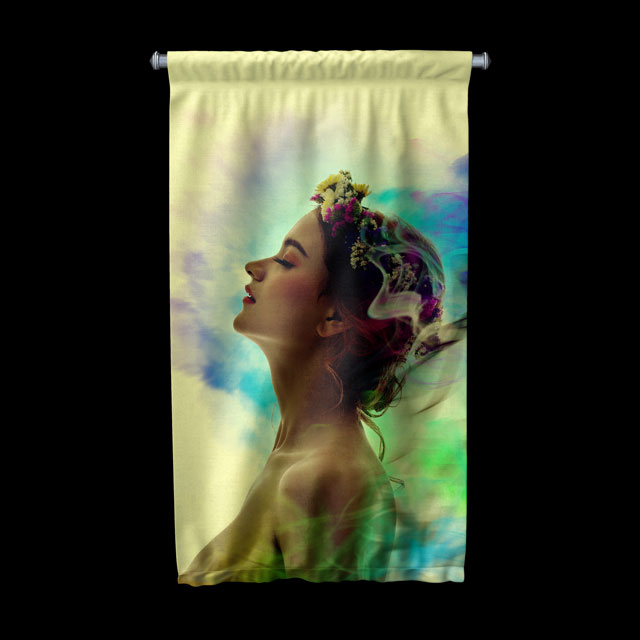 wall-banner-decor-5759-03 Doğal Güzellik Temalı Kadın Portre Tasarımlı Kuaför Duvar Flaması Kumaş Baskı 5759