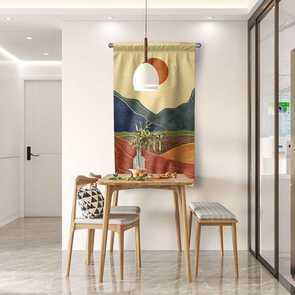 Minimal Güneşli Dağ Manzaralı Duvar Flaması 6300