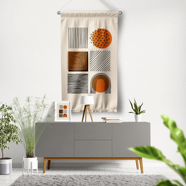 Geometrik Soyut Desenli Minimal Duvar Flaması 6301