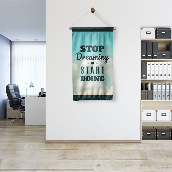 wall-banner-decor-7689-03 Stop Dreaming Start Doing Motivasyon Duvar Flaması Kumaş Baskı 7689