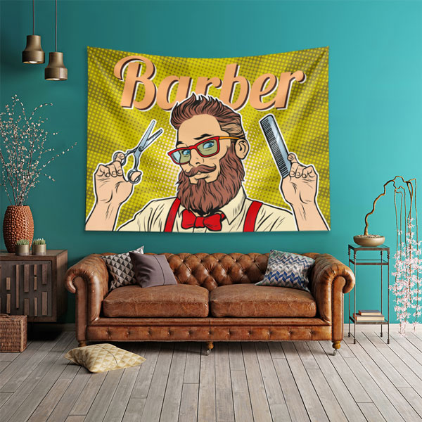 wall-barber-art-5734-01 Pop Art Barber Erkek Kuaförü Duvar Örtüsü 5734