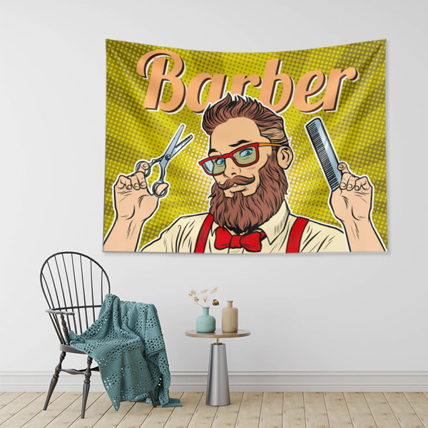 wall-barber-art-5734-02 Pop Art Barber Erkek Kuaförü Duvar Örtüsü 5734