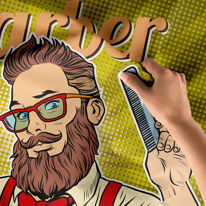 wall-barber-art-5734-04 Pop Art Barber Erkek Kuaförü Duvar Örtüsü 5734