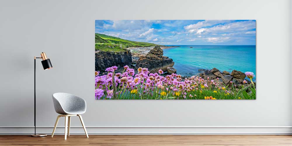 wall-big-size-design-14238-00 Sahil Çiçekleri ve Turkuaz Deniz Büyük Ebat Duvar Dekoru 14238