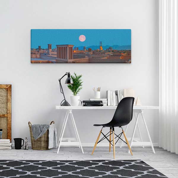 wall-canvas-13788-02 Yazd Antik Şehri Ay Manzarası Panoramik Kanvas Tablo 13788