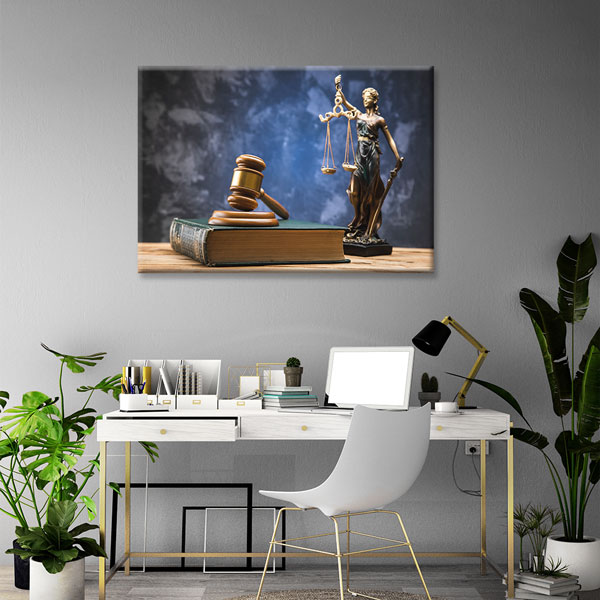 Adalet Heykeli ve Hakim Tokmağı Temalı Hukuk Kanvas Tablo – 5250