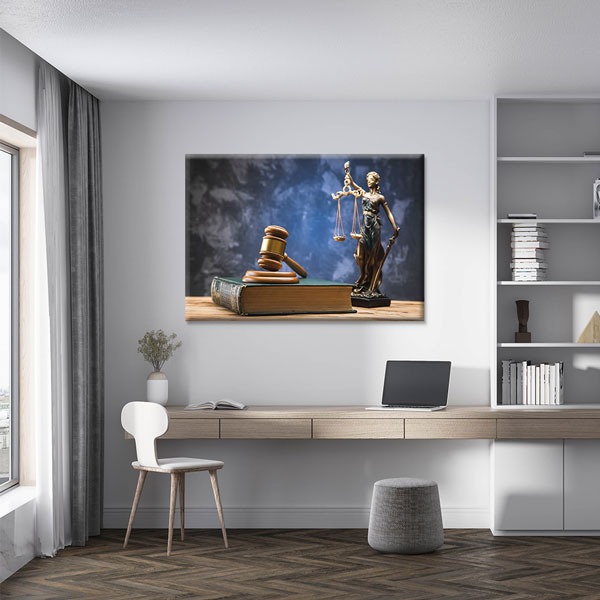 Adalet Heykeli ve Hakim Tokmağı Temalı Hukuk Kanvas Tablo – 5250