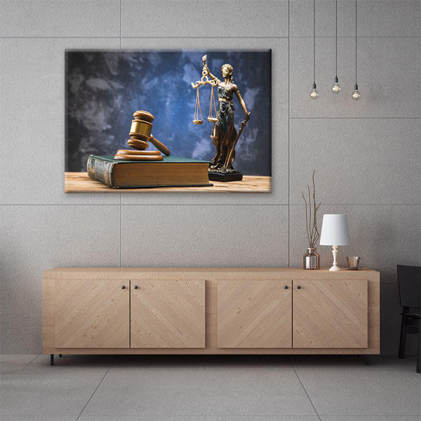 Adalet Heykeli ve Hakim Tokmağı Temalı Hukuk Kanvas Tablo – 5250
