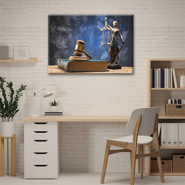 Adalet Heykeli ve Hakim Tokmağı Temalı Hukuk Kanvas Tablo – 5250