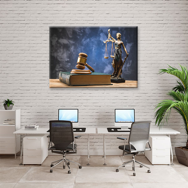 Adalet Heykeli ve Hakim Tokmağı Temalı Hukuk Kanvas Tablo – 5250