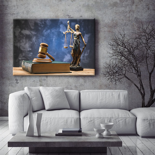 Adalet Heykeli ve Hakim Tokmağı Temalı Hukuk Kanvas Tablo – 5250