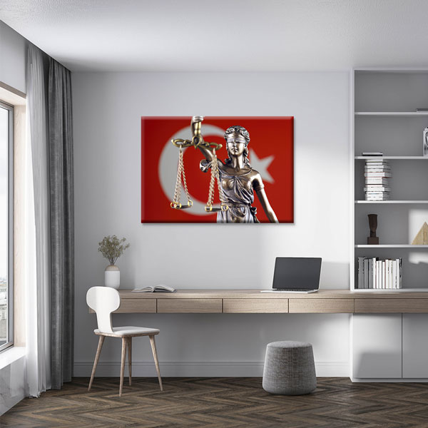 wall-canvas-5258-03 Türk Bayraklı Lady Justice Temalı Kanvas Tablo – 5258