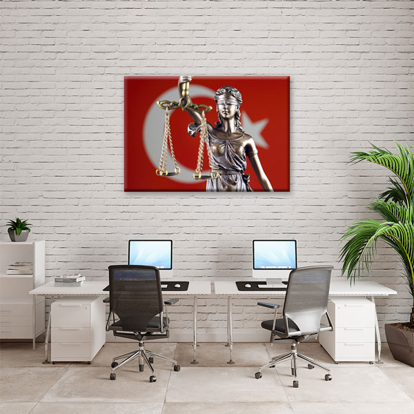 wall-canvas-5258-05 Türk Bayraklı Lady Justice Temalı Kanvas Tablo – 5258