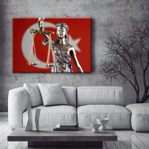 wall-canvas-5258-06 Türk Bayraklı Lady Justice Temalı Kanvas Tablo – 5258