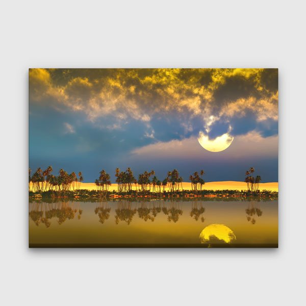Afrika Gün Batımı Yansıma Kanvas Tablo 13307