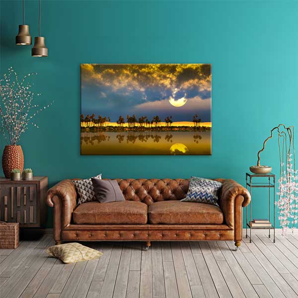 Afrika Gün Batımı Yansıma Kanvas Tablo 13307