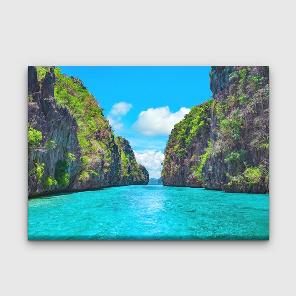 Turkuaz Kanyon Deniz Manzarası Kanvas Tablo 13338