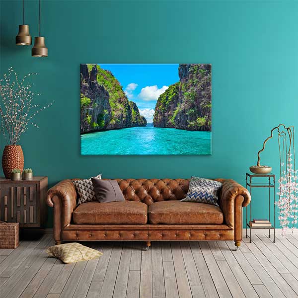 wall-canvas-art-13338-01 Turkuaz Kanyon Deniz Manzarası Kanvas Tablo 13338