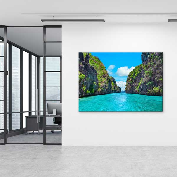 wall-canvas-art-13338-03 Turkuaz Kanyon Deniz Manzarası Kanvas Tablo 13338