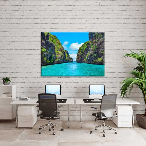 wall-canvas-art-13338-04 Turkuaz Kanyon Deniz Manzarası Kanvas Tablo 13338
