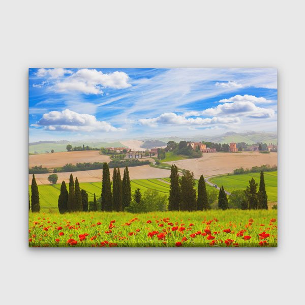 wall-canvas-art-13378-00 Kır Çiçekleri ve Tuscan Tepeleri Kanvas Tablo 13378