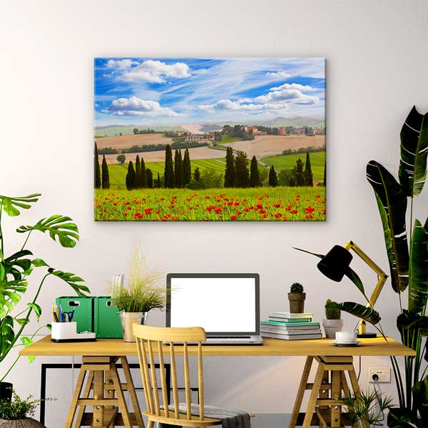 wall-canvas-art-13378-02 Kır Çiçekleri ve Tuscan Tepeleri Kanvas Tablo 13378