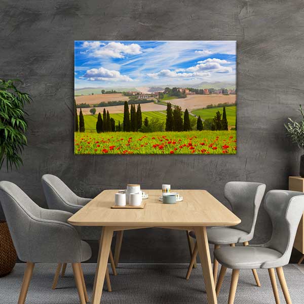 wall-canvas-art-13378-03 Kır Çiçekleri ve Tuscan Tepeleri Kanvas Tablo 13378