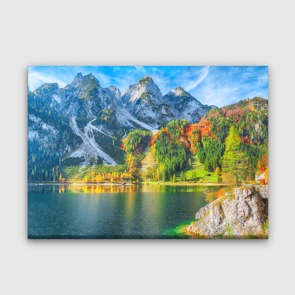 Avrupa Dağ ve Göl Manzarası Kanvas Tablo 13456