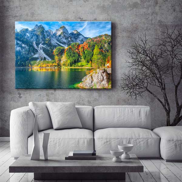 Avrupa Dağ ve Göl Manzarası Kanvas Tablo 13456