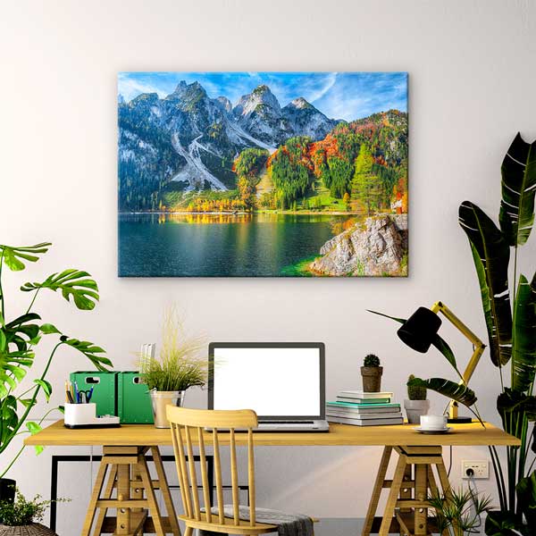 Avrupa Dağ ve Göl Manzarası Kanvas Tablo 13456