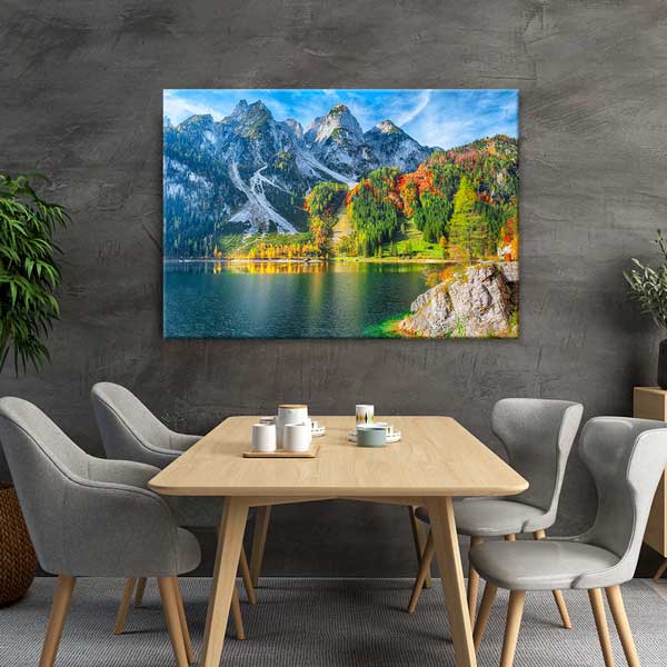 Avrupa Dağ ve Göl Manzarası Kanvas Tablo 13456