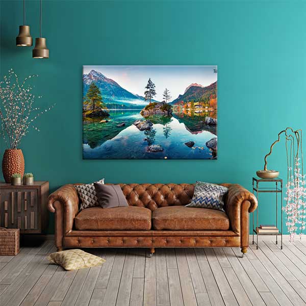 Hintersee Gölü Dağ Manzarası Kanvas Tablo 13488