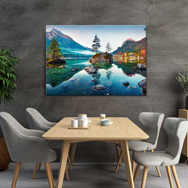 Hintersee Gölü Dağ Manzarası Kanvas Tablo 13488