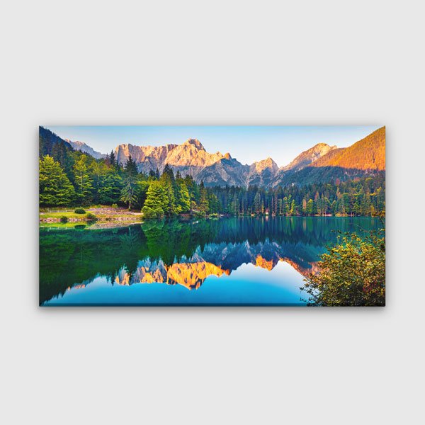 Dağ ve Göl Yansımalı Gün Batımı Kanvas Tablo – 13724