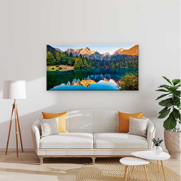 wall-canvas-art-13724-01 Dağ ve Göl Yansımalı Gün Batımı Kanvas Tablo – 13724