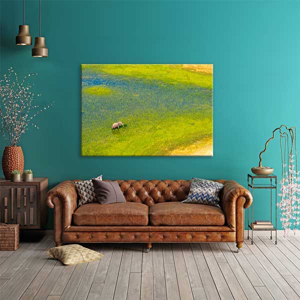 Afrika Sulak Alan ve Fil Kanvas Tablo 13301