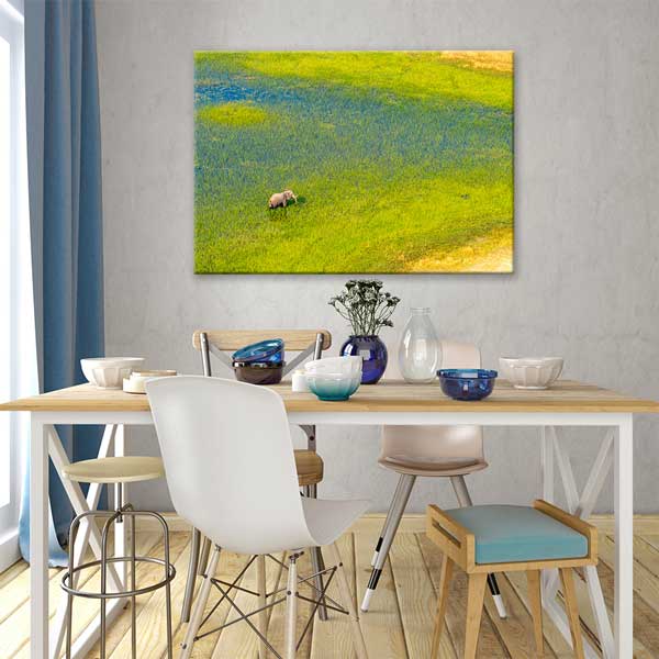 Afrika Sulak Alan ve Fil Kanvas Tablo 13301