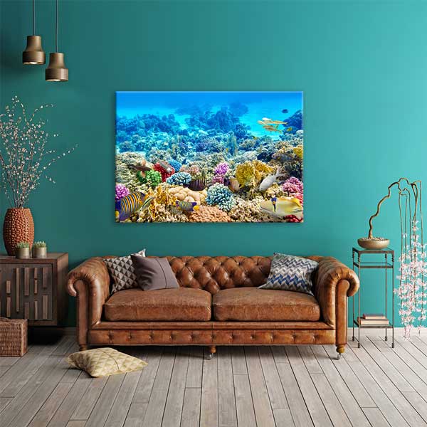 Mercan Resifi ve Renkli Tropikal Balıklar Kanvas Tablo – Sualtı Dünyası Duvar Dekoru 13326