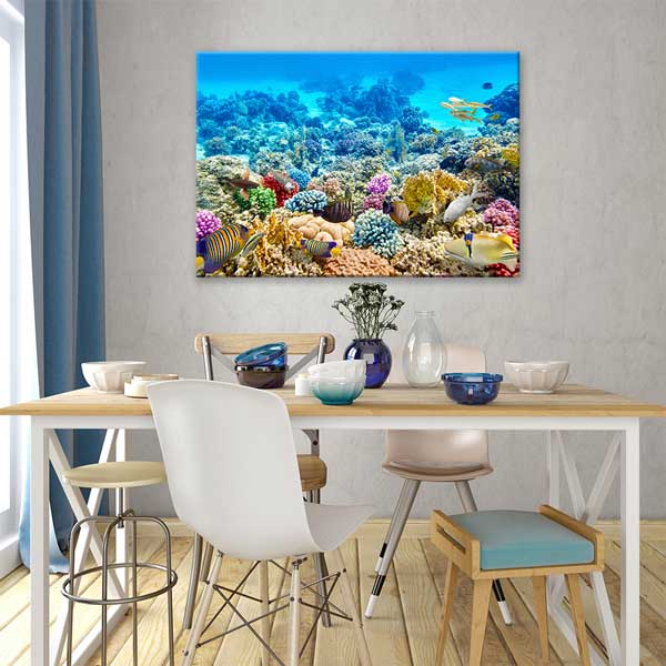 Mercan Resifi ve Renkli Tropikal Balıklar Kanvas Tablo – Sualtı Dünyası Duvar Dekoru 13326