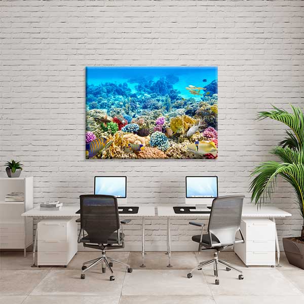 Mercan Resifi ve Renkli Tropikal Balıklar Kanvas Tablo – Sualtı Dünyası Duvar Dekoru 13326