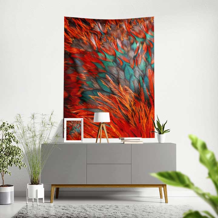 Alev Desenli Soyut Duvar Örtüsü 4189