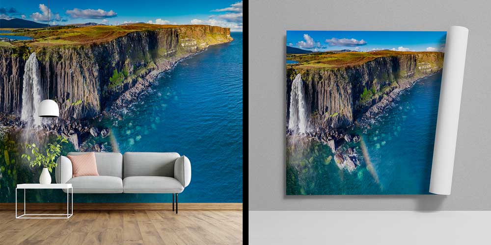 Uçurumdan Denize Dökülen Şelale Manzaralı Doğa Duvar Kağıdı 13034