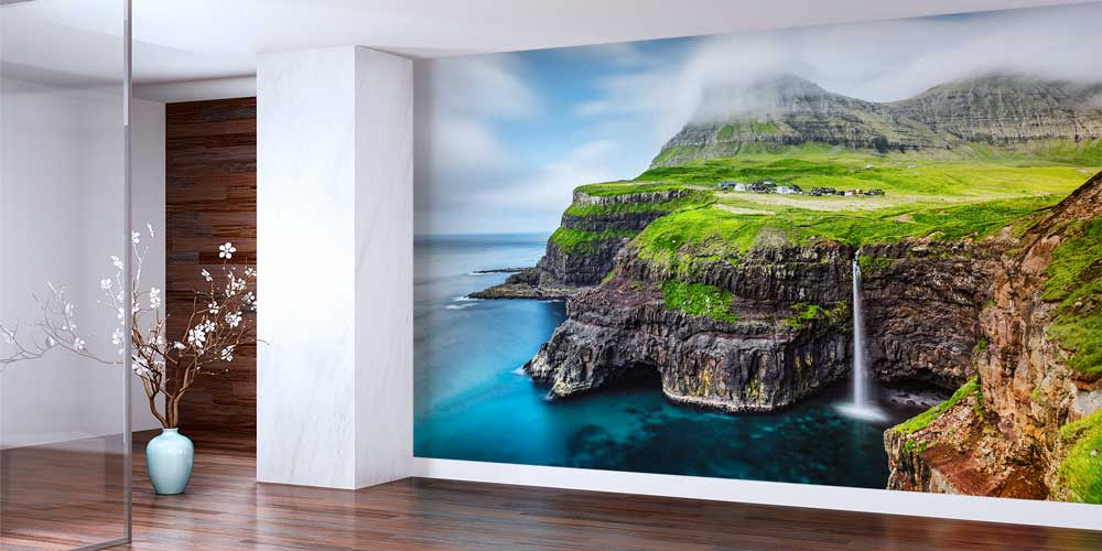 Falezlerden Denize Dökülen Şelale Manzaralı Avrupa Duvar Kağıdı 13115