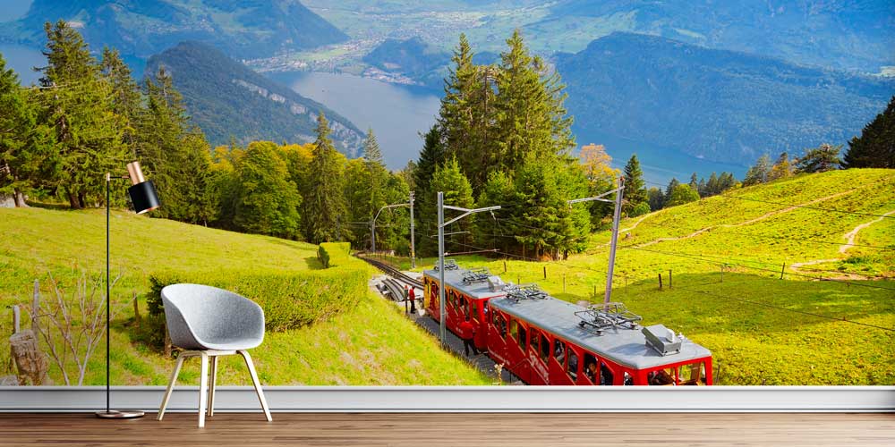 Alpler Dağ Treni ve Göl Manzaralı Avrupa Duvar Kağıdı 13019