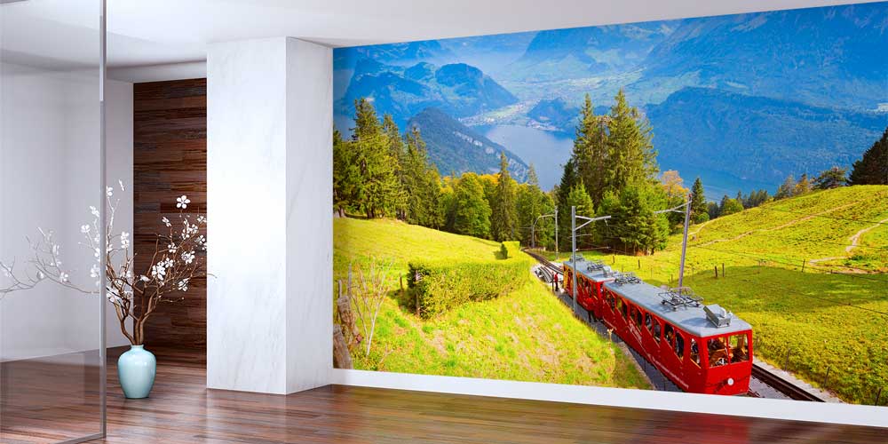 Alpler Dağ Treni ve Göl Manzaralı Avrupa Duvar Kağıdı 13019
