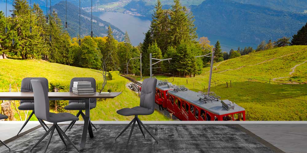 Alpler Dağ Treni ve Göl Manzaralı Avrupa Duvar Kağıdı 13019