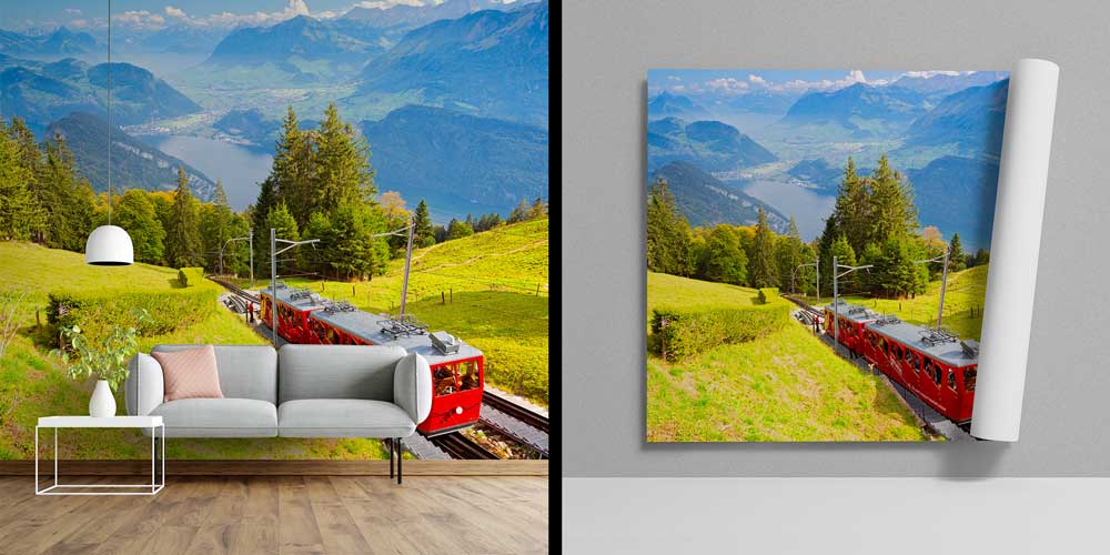 Alpler Dağ Treni ve Göl Manzaralı Avrupa Duvar Kağıdı 13019