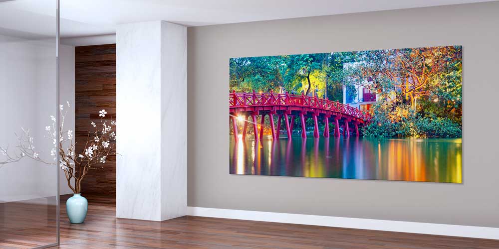 Kırmızı Köprü ve Yansımalı Göl Büyük Duvar Dekoru 14073