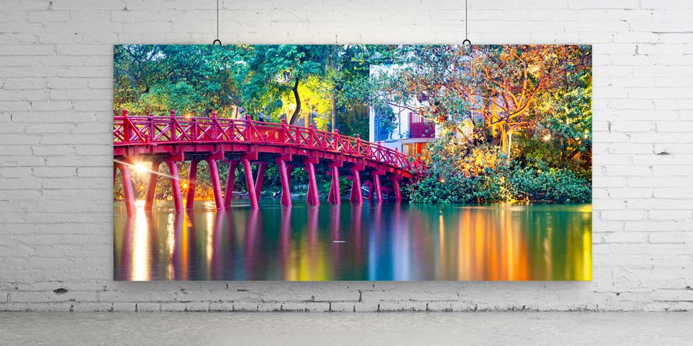 Kırmızı Köprü ve Yansımalı Göl Büyük Duvar Dekoru 14073